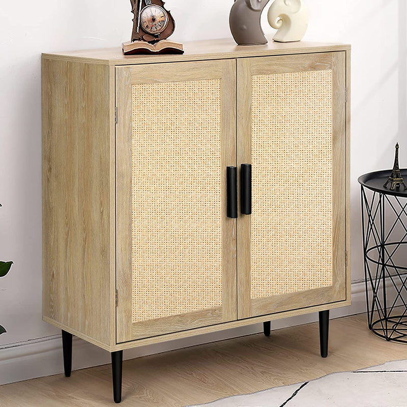 Ohwill Rattan Buffet Cabinet Sideboard Cabinet with Natural Rattan Doors, Buffet Cabinet with Storage for Dining Room, Kitchen, Living Room, Hallway (Natural)