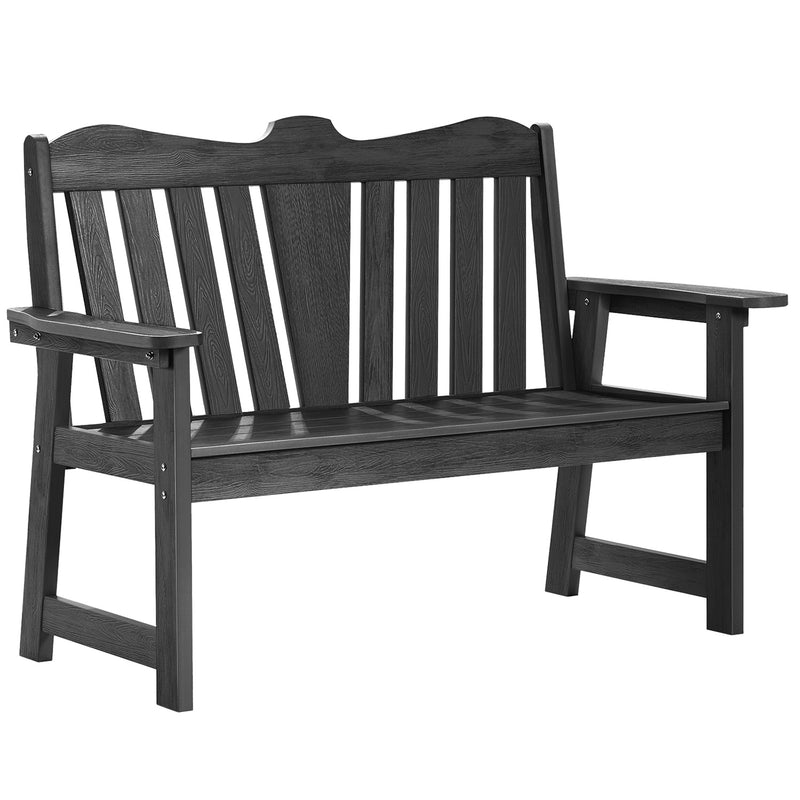 Outdoor Bench Weatherproof Patio Garden Bench with Wide Armrests and Backrest