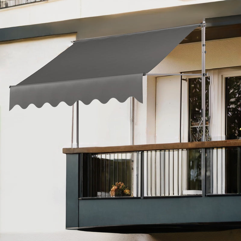Outdoor Retractable Patio Awning with Adjustable Design and UV Protection for Apartment Terraces, Balconies and Gardens