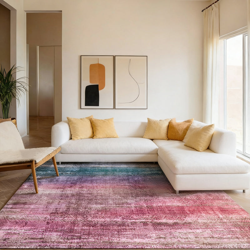 Orchid Mist Washable Area Rug, Soft Low-Pile, Non-Slip & Stain-Resistant Easy-Care Carpet