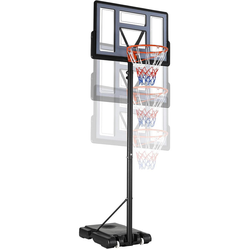 Outdoor Portable Basketball Hoop Adjustable Height Basketball Stand With 44" Backboards and Portable Wheels