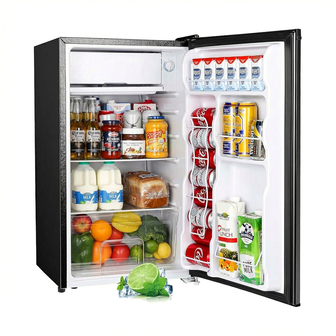 Mini Fridge with Freezer, Refrigerator with Adjustable Thermostat