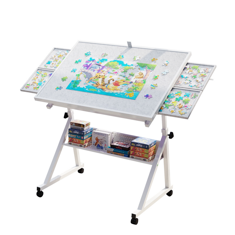 1500 Piece Puzzle Table Puzzle Board with Tilt Angle and Height Adjustment, Portable Jigsaw Puzzle Table with Legs