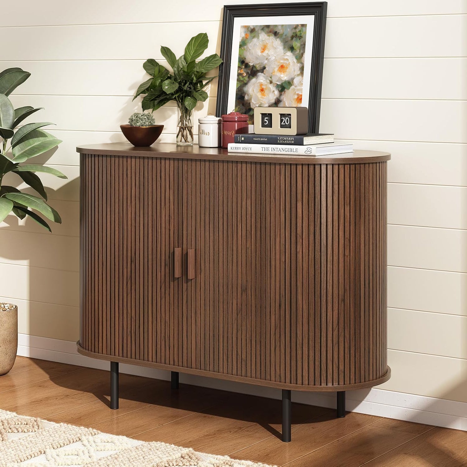 40 Inch Sideboard Buffet Cabinet with Sliding Door, Storage Cabinet with Adjustable Shelves, Coffee Bar Cabinet Console Table