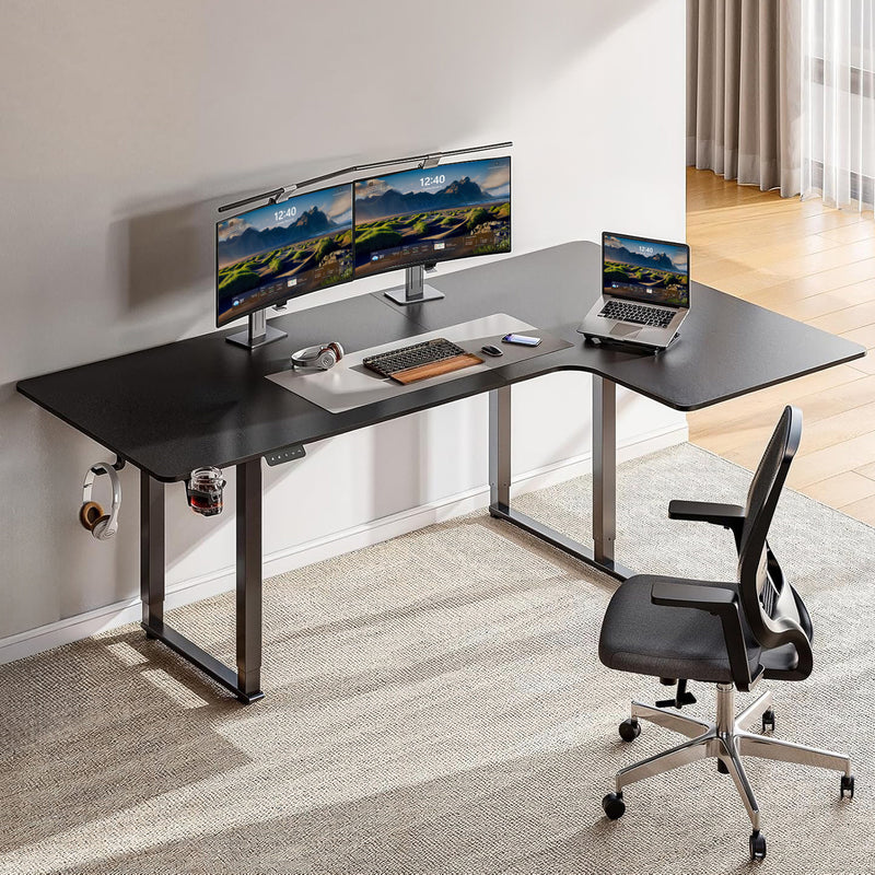 L Shaped Desk Electric Standing Desk with Dual Motors and Memory Controller, 63 x 43 Inch