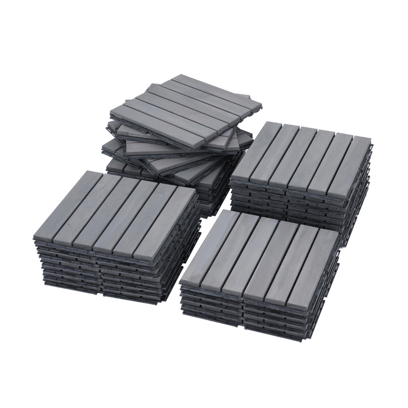 30 PCS Interlocking Deck Tiles, 12"x12" Waterproof Solid Acacia Wood Patio Tiles, Flooring Tiles Outdoor All Weather