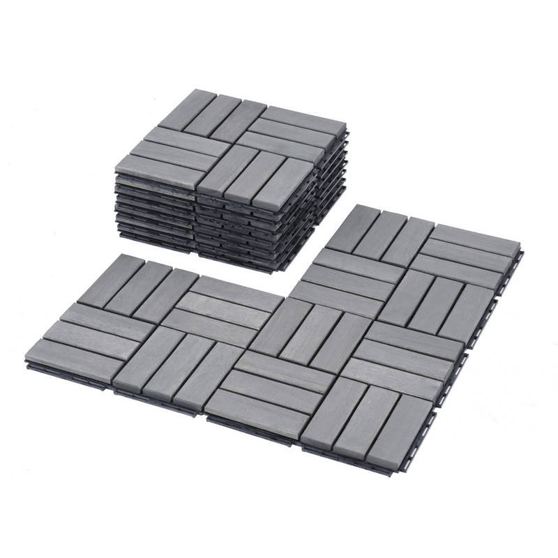 30 PCS Interlocking Deck Tiles, 12"x12" Waterproof Acacia Wood Patio Tiles, Flooring Tiles Outdoor All Weather