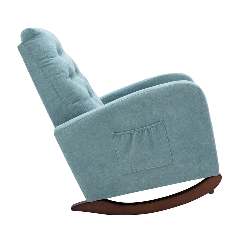 Rocking Chair with High Back, Fabric Padded Seat