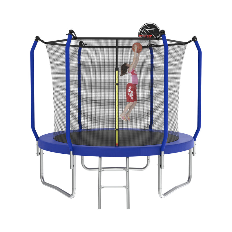 10FT Trampoline ASTM Approval Outdoor Trampoline for Kids with Basketball Hoop,  Ladder and AntiRust Coating