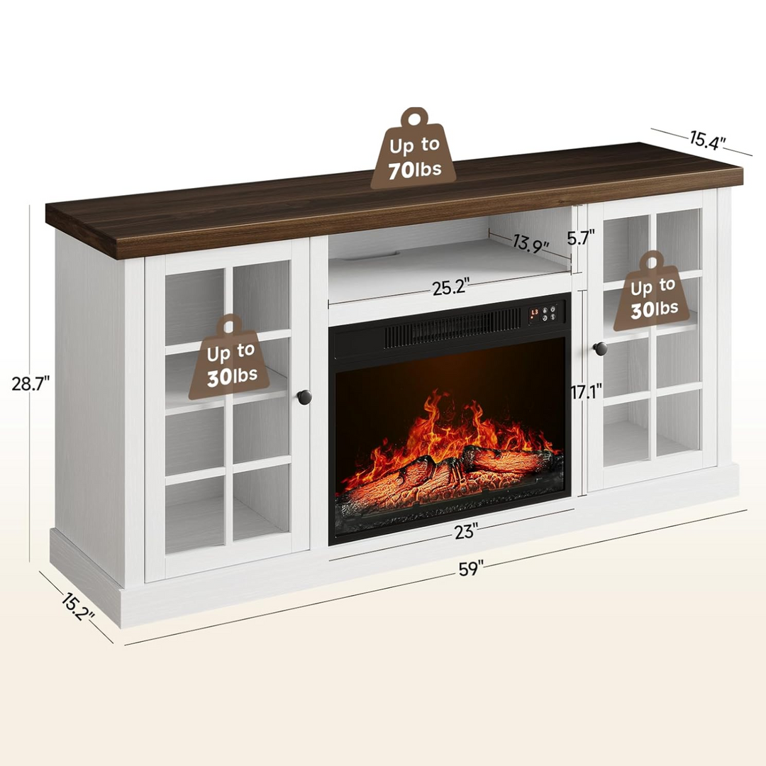 59 Inch Fireplace TV Stand, TV Table with 23 Inch Electric