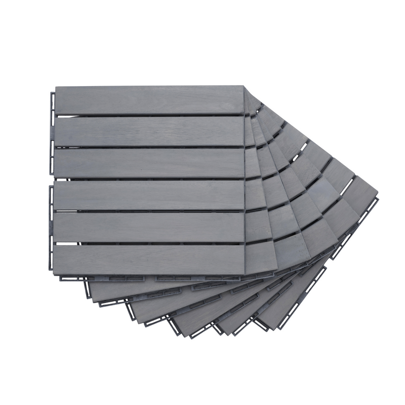 30 PCS Interlocking Deck Tiles, 12"x12" Waterproof Solid Acacia Wood Patio Tiles, Flooring Tiles Outdoor All Weather