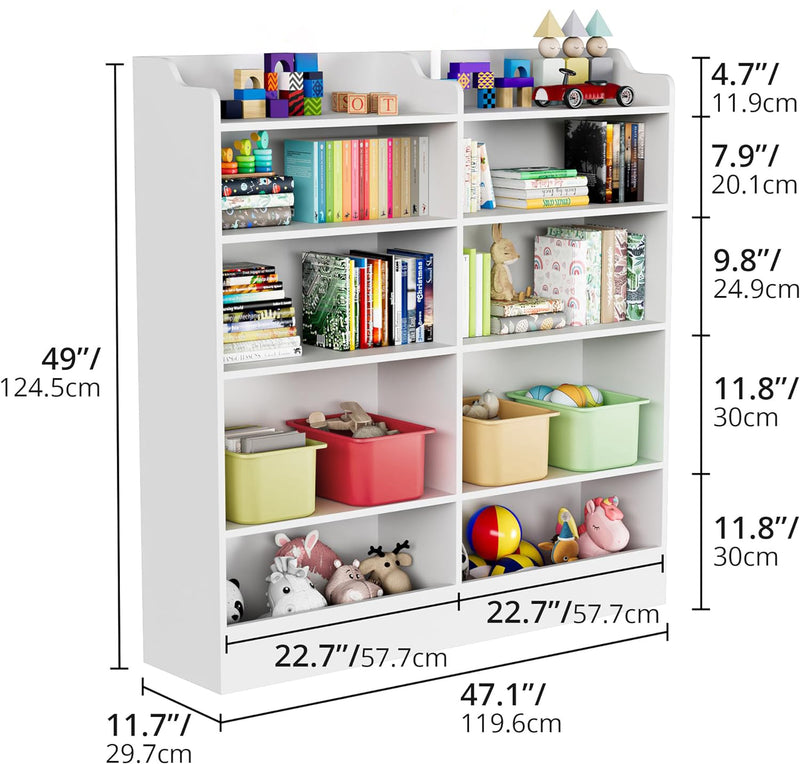 5 Tier Kids Bookshelf Wooden Book and Toy Storage Cabinet