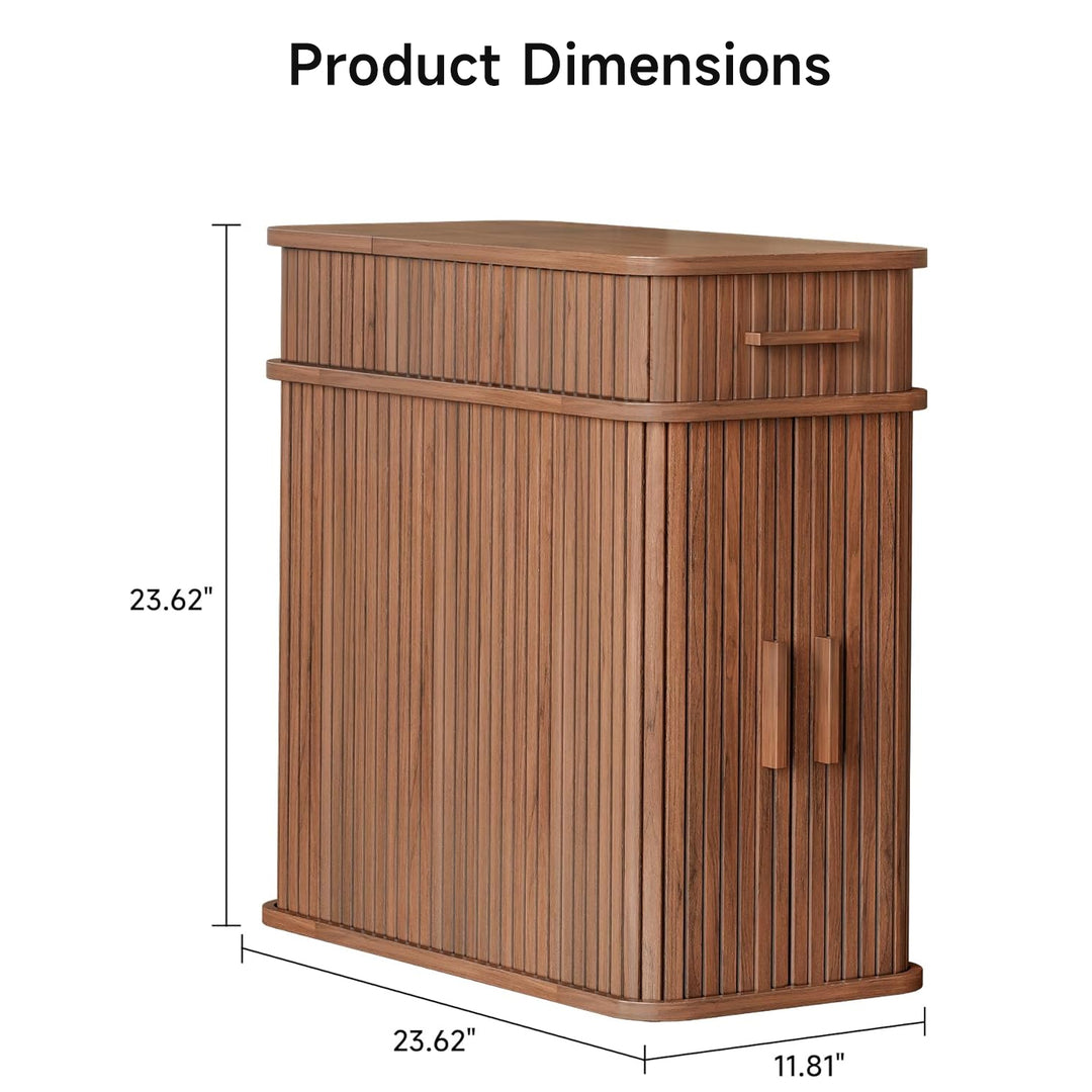 Narrow Side Table with Charging Station, Flip Top Nightstand with