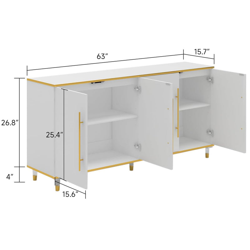 Buffet Cabinet Console Table High Glossy Sideboard Cabinet with Adjustable Shelf