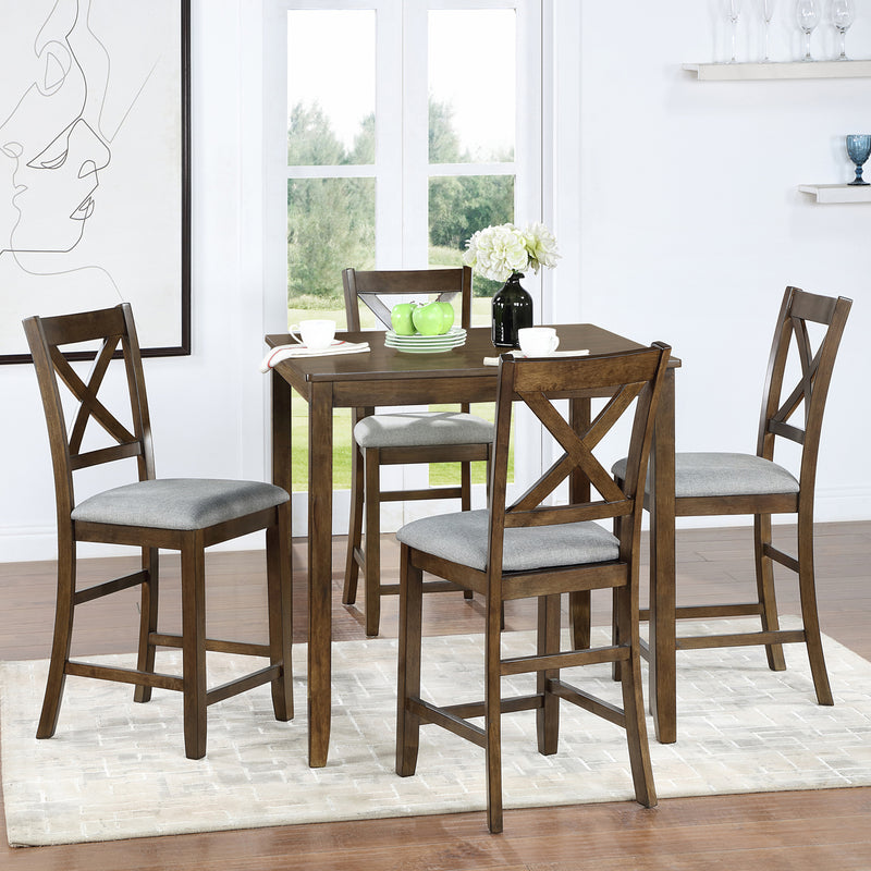5 Piece Dining Table Set Dining Table Set for 4, Wooden Kitchen Table with 4 Upholstered Chairs