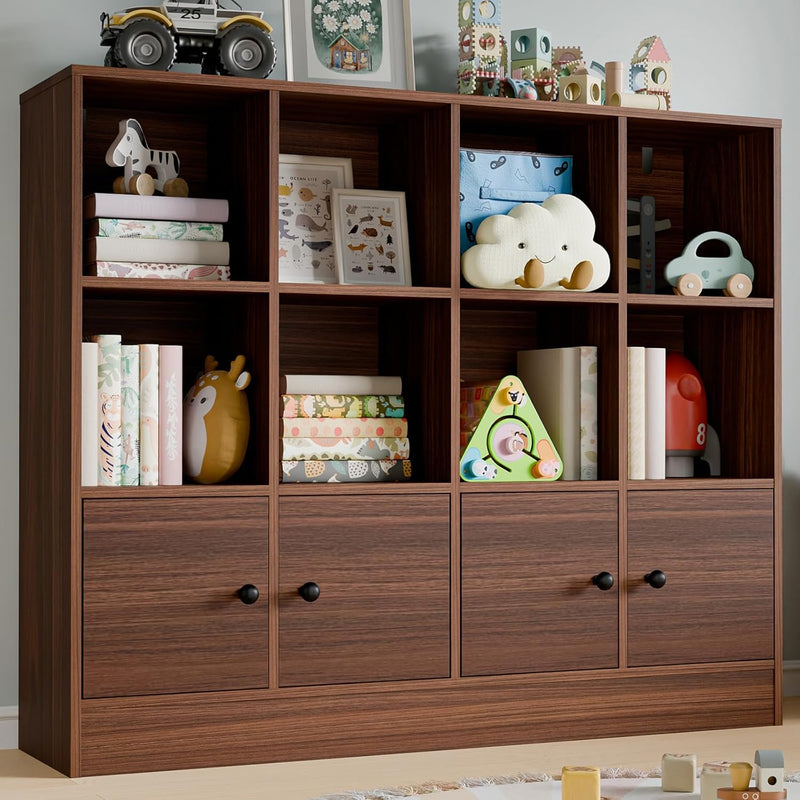 Bookshelf 2-tier Open Shelf Bookcase with 12 Compartment Shelf with Anti-Tilt Device for Bedroom, Living Room