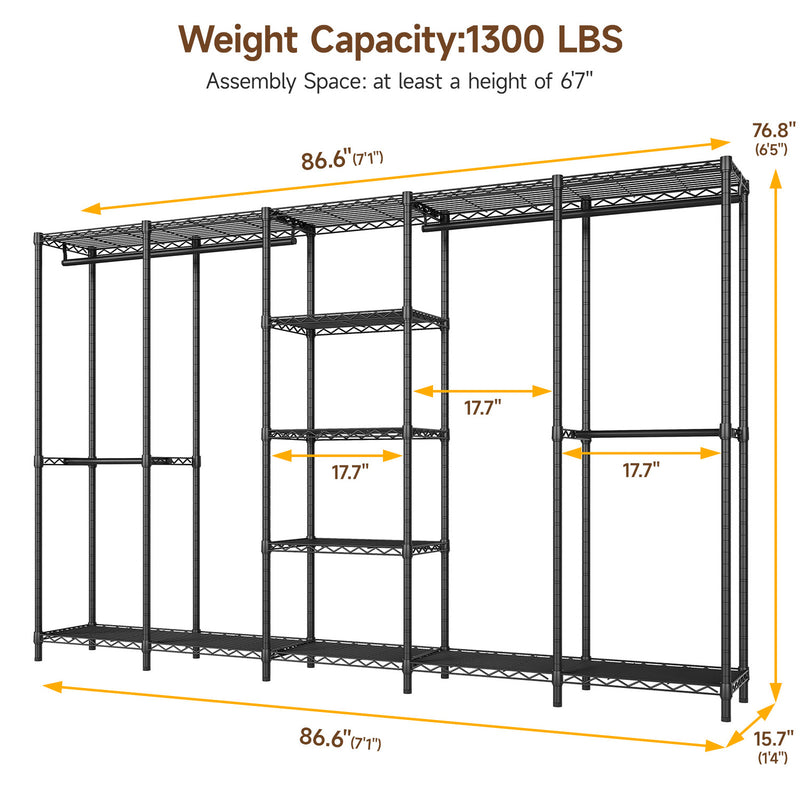 Heavy Duty Closet Organizer, Freestanding Closet System with Wire Shel ...