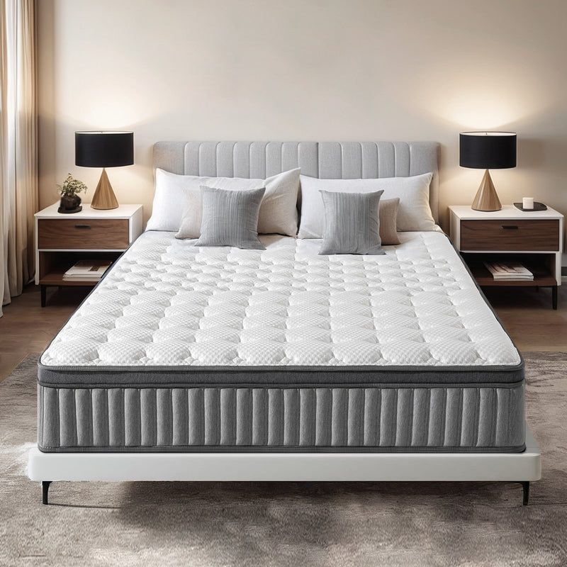 12 Inch Gel Memory Foam Mattress, Mattress with Cool Ice Silk Cover, Individually Pocket Springs, Medium Firm, SG Made, CertiPUR-US