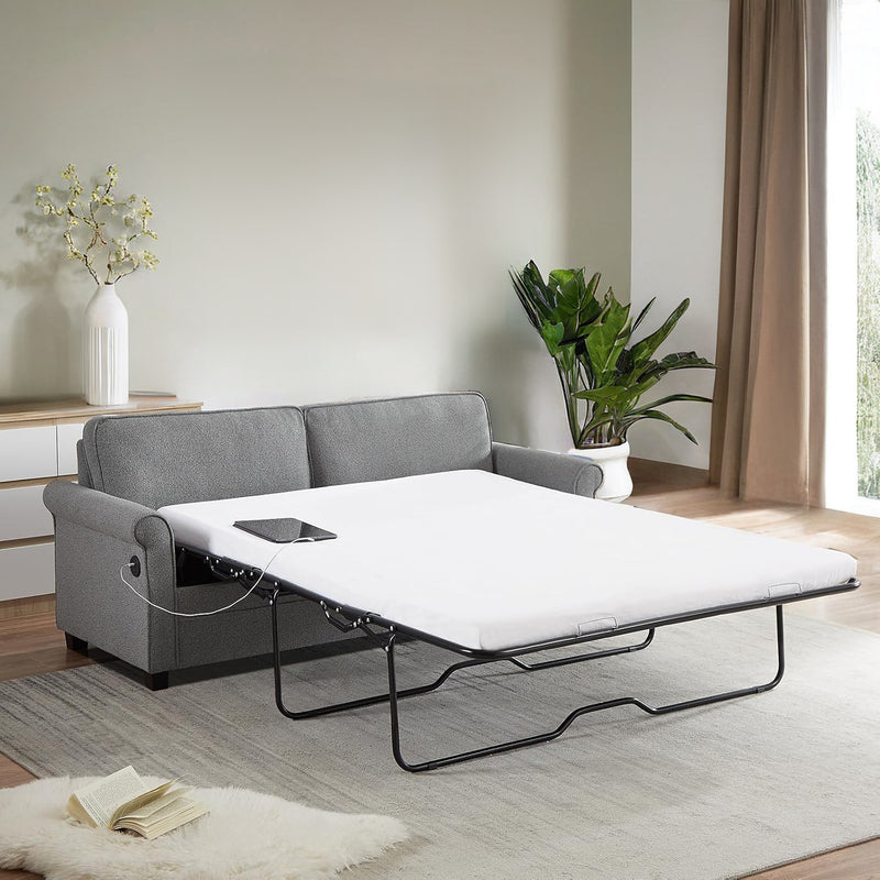 Sofa Bed, Pull Out Couch Sleeper Sofa Bed, Full Size Loveseat Sofa with Memory Foam Mattress
