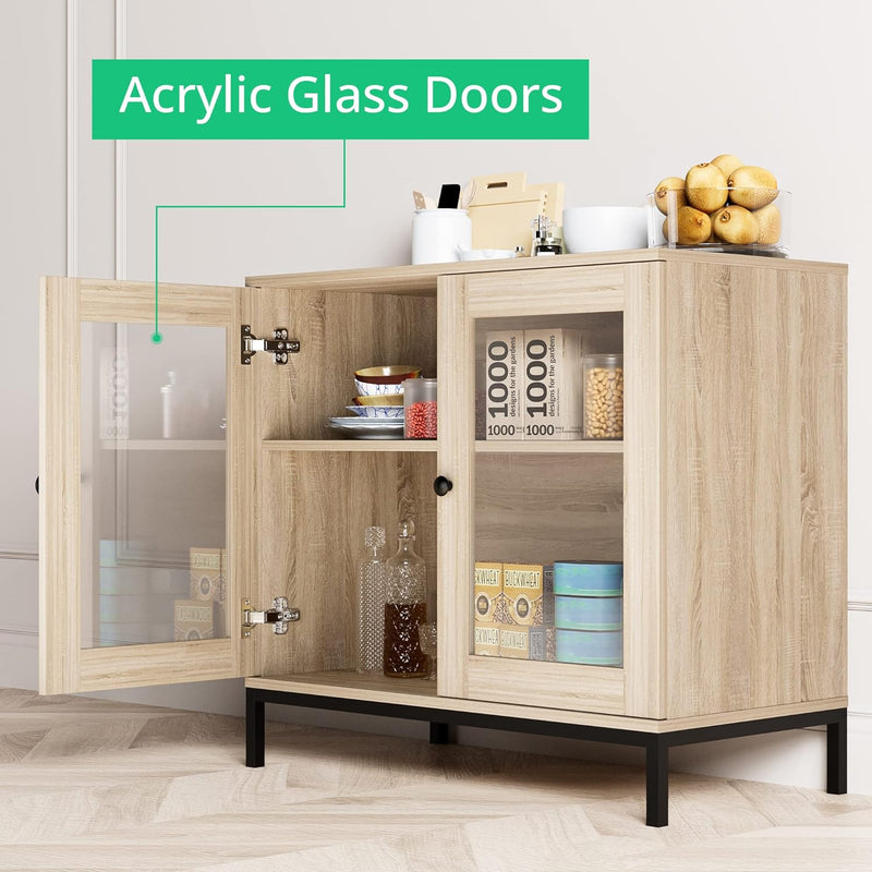 Storage Buffet Cabinet Kitchen Storage Sideboard with Acrylic Glass Doors