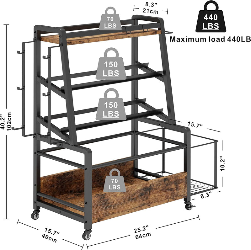 Dumbbell Rack Home Gym Storage Rack for Dumbbells Kettlebells Yoga Mats and Balls