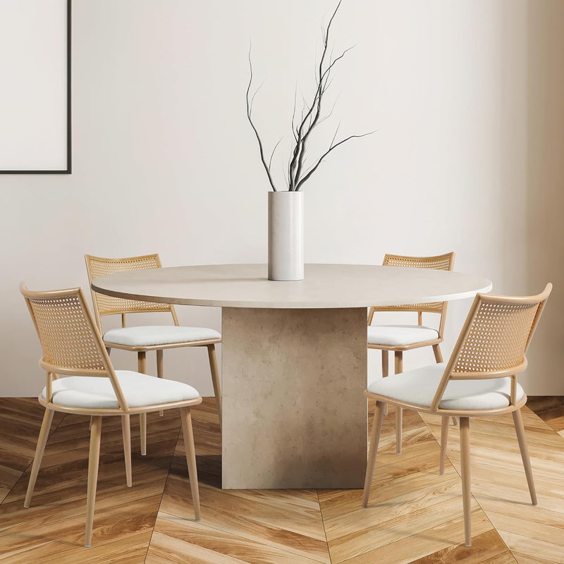 Rattan Dining Chairs Set of 4 with Comfy Sponge Cushions