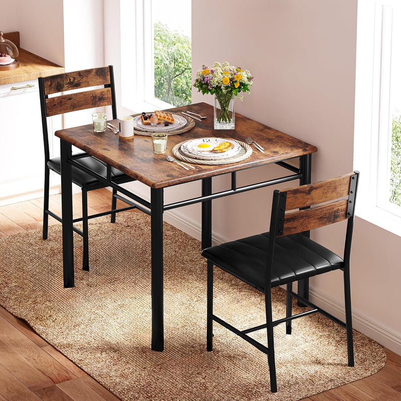 Dining Table Set for 2 Small Kitchen Table with Upholstered Chairs, Compact Dining Set, Kitchen, Dining Room