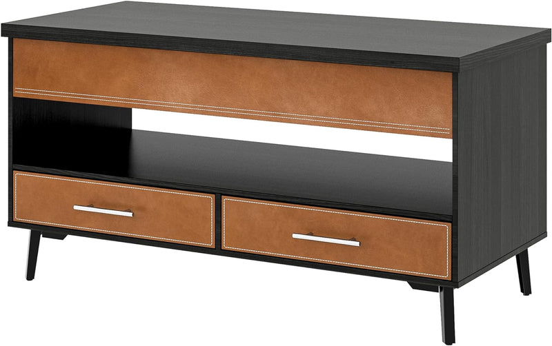 Leather Lift Top Coffee Table with Large Hidden Compartment