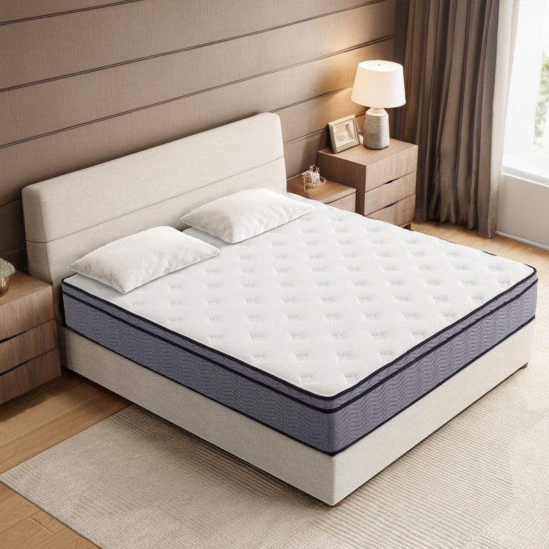 12 Inch Mattress with Breathable Knitted Fabric, Memory Foam Mattress with Individually Wrapped Coils, CertiPUR-US Certified, Medium Firmness, SG Made