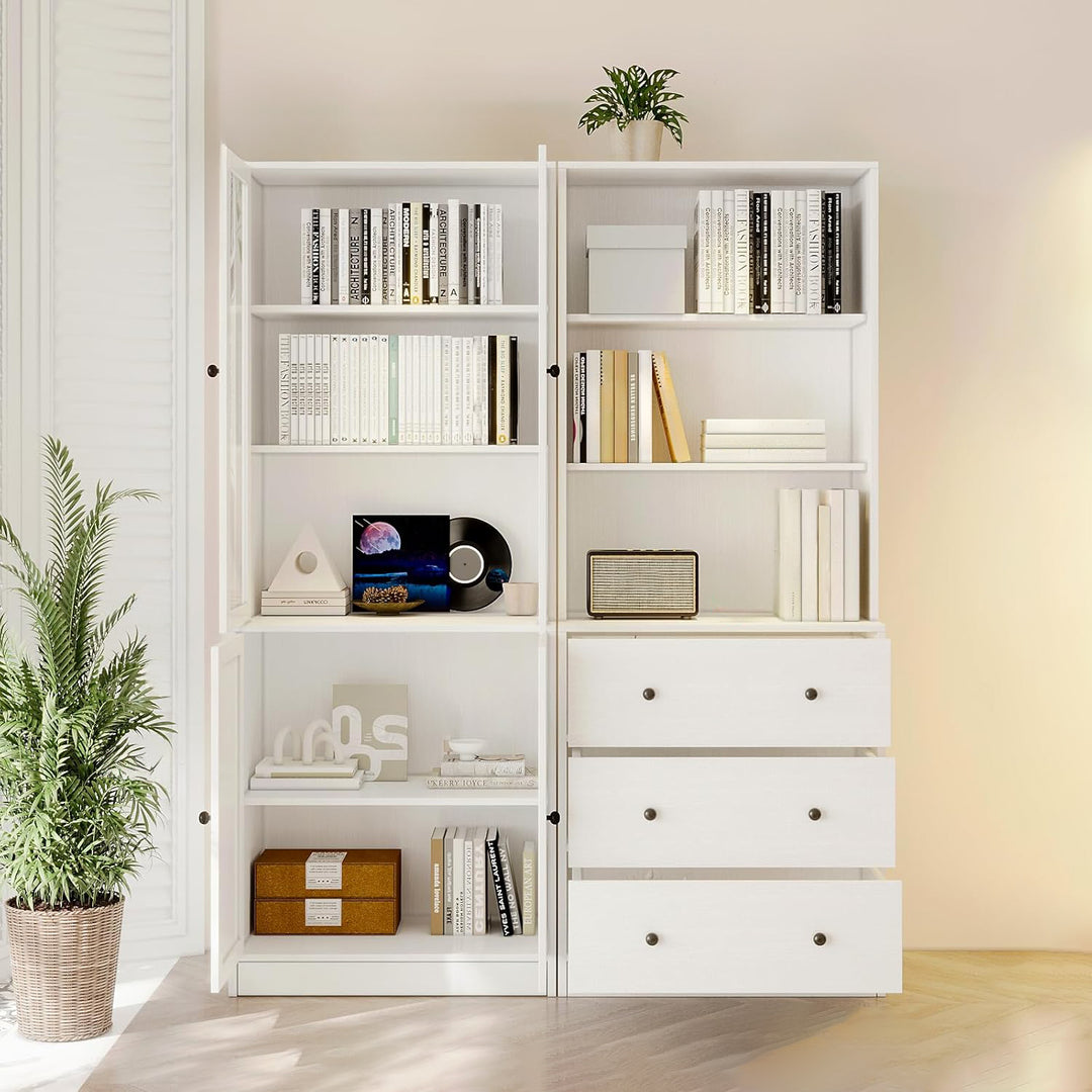 dresser bookshelf combo Bookcase Chest Peaceful Valley Furniture At 79 inches high and 22 inches deep 5-tier Tall Modern Wood Bookcase