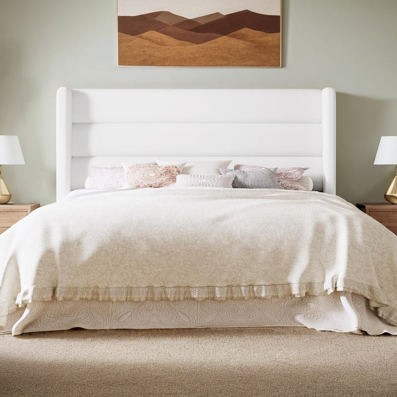 Velvet Platform Bed Frame with Vertical Tufted Wingback Headboard Under Bed Storage, No Box Spring Required