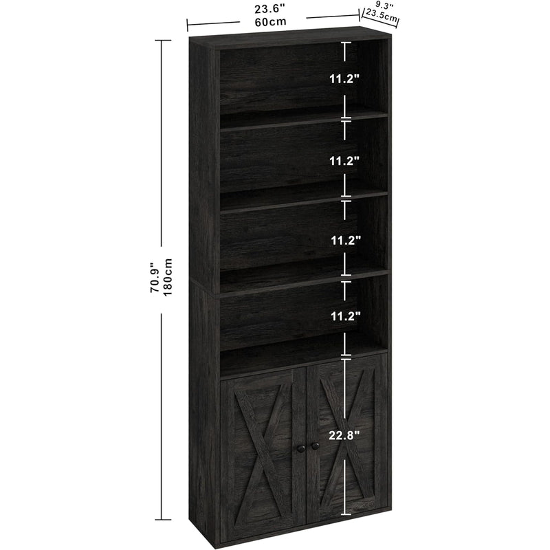 70" Bookshelves Industrial Shelving With 6 Shelf Display Storage Shelves