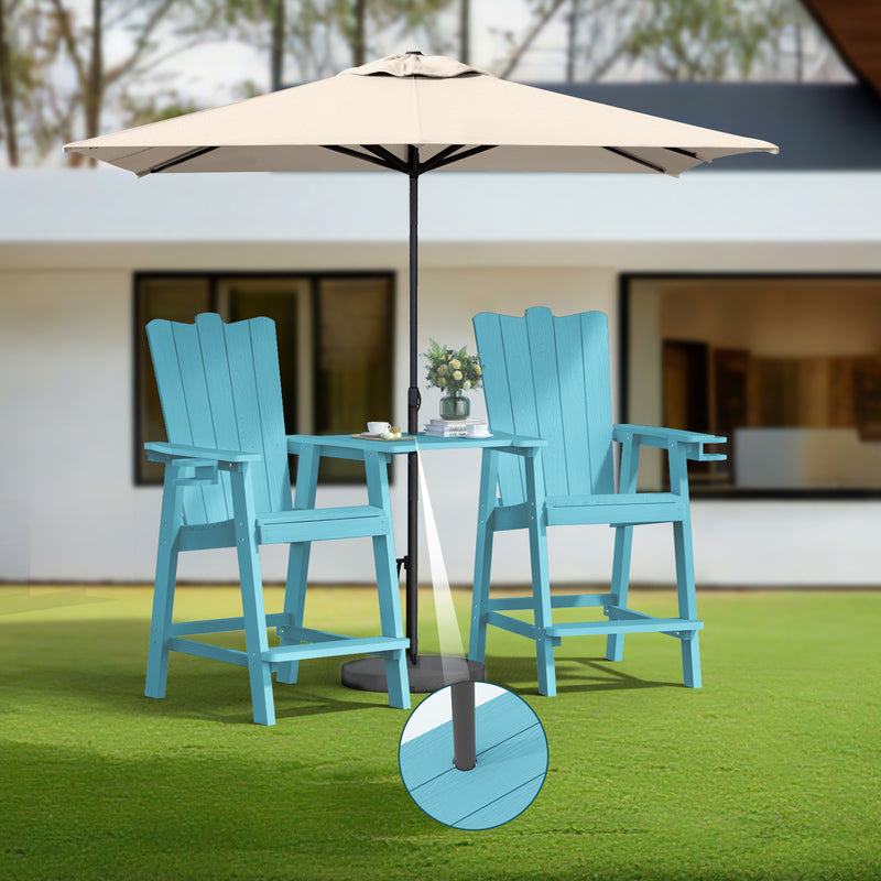 Tall Balcony Chair 2-Piece Set with Removable Connecting,  Outdoor Adirondack Chairs with Cup Holder and Umbrella Hole