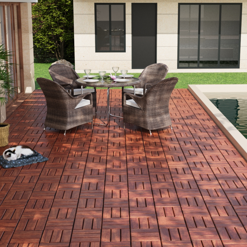 30 PCS Interlocking Deck Tiles, 12"x12" Waterproof Acacia Wood Patio Tiles, Flooring Tiles Outdoor All Weather