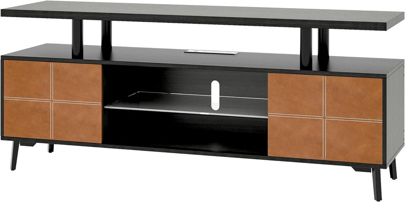 Leather TV Stand TV Storage Cabinet Media TV Consoles Table for TVs up to 65 Inch