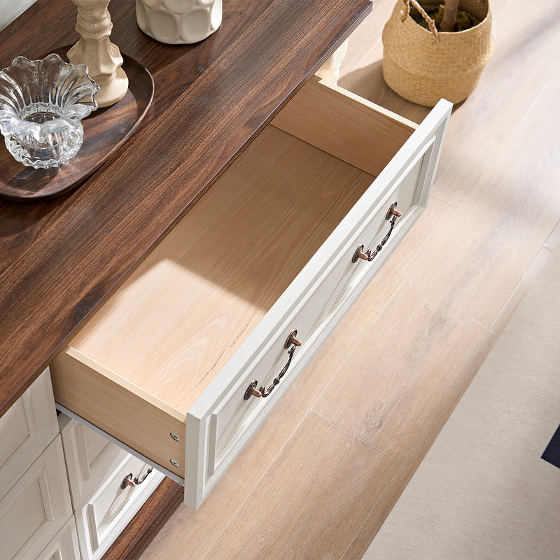 6 Drawer Dresser, Farmhouse Style Storage Dresser Organizer with Base Wooden Rustic Chest of Drawers