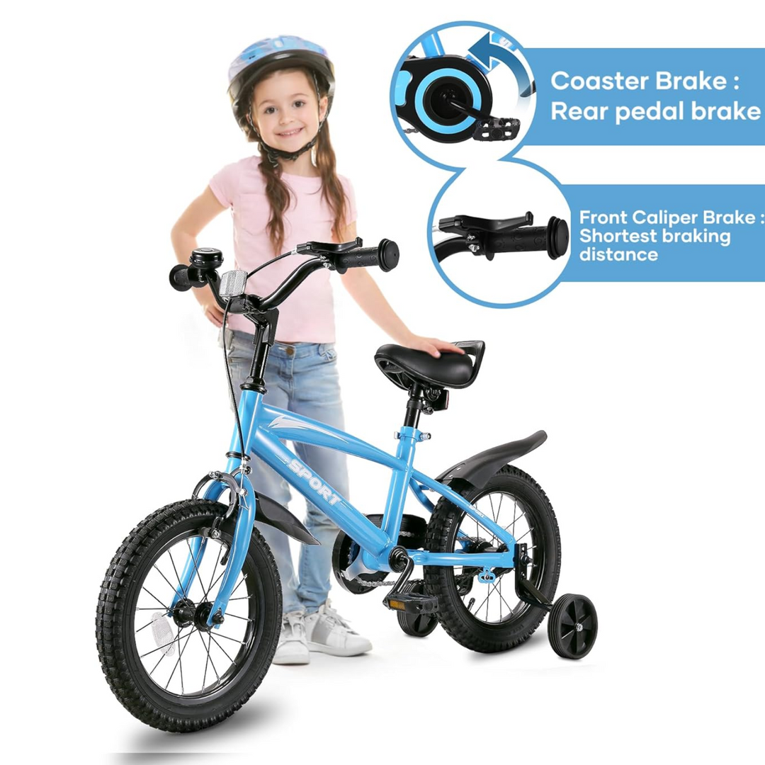 14 Inch Kid's Bike with Training Wheels for Ages 5-8 –