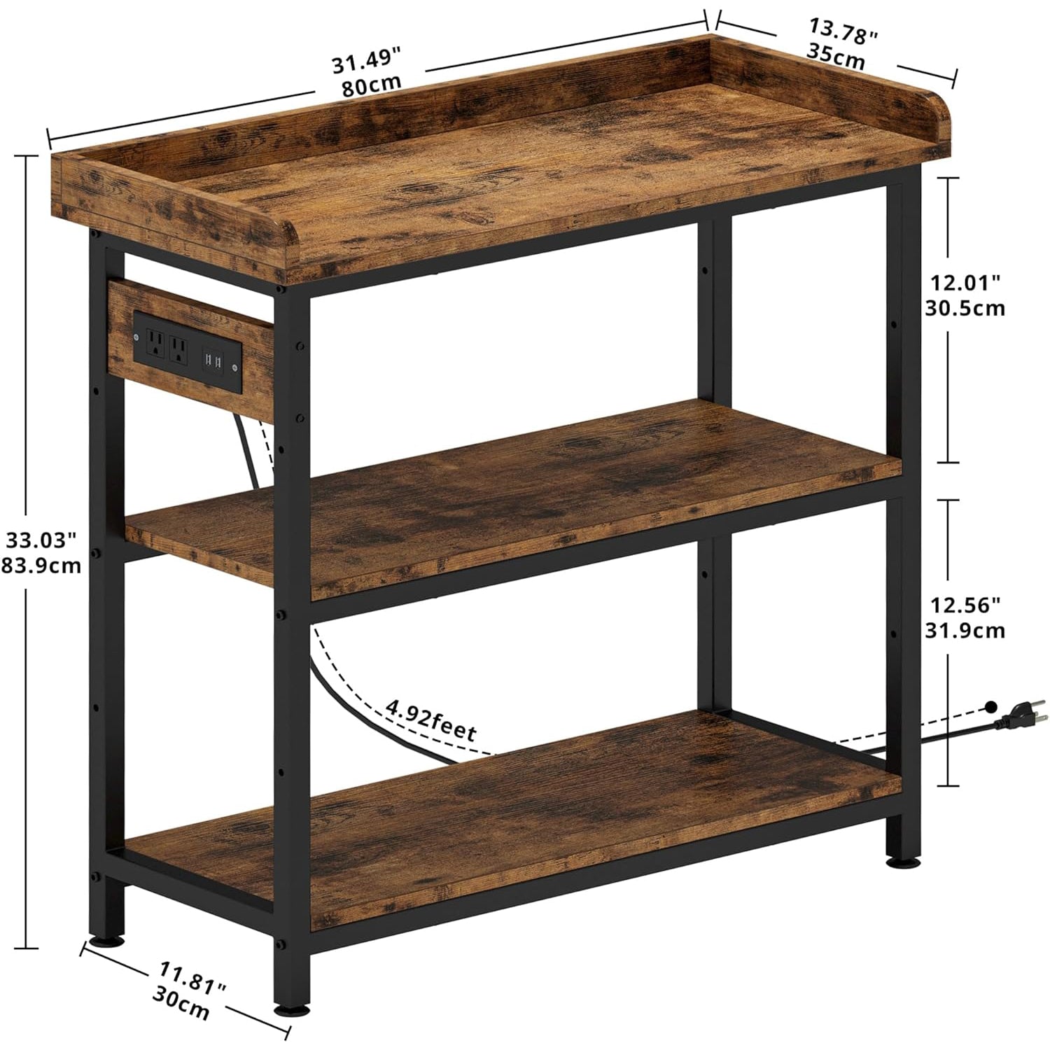 32 Inch Console Table for Entryway, Sofa Table with Electrical Outlet ...