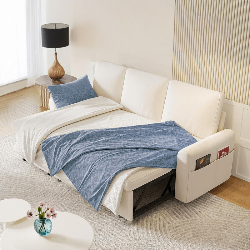 L Shaped Sleeper Sofa with Storage Chaise, Pull Out Couch Bed with 2 Pillows, Sectional Sleeper Couch for Living Room