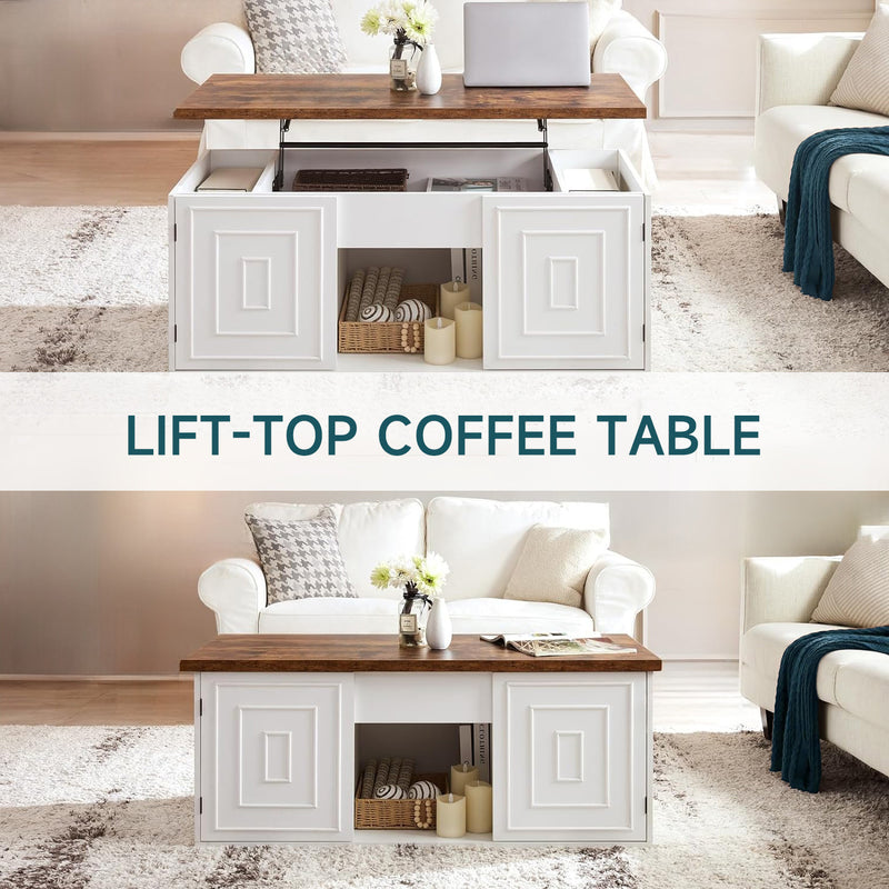 48 inches Farmhouse Lift Top Coffee Table with Hidden Storage