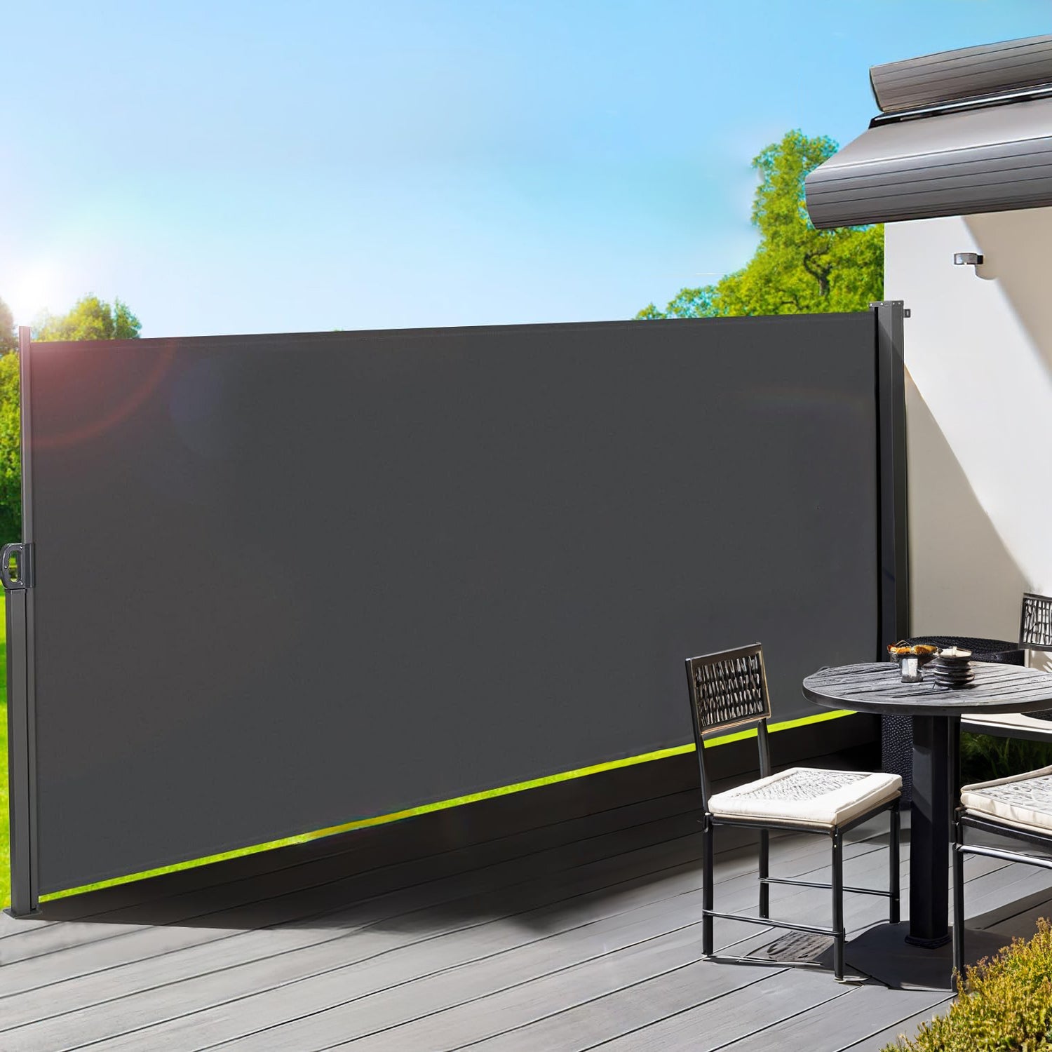 Outdoor Retractable Side Awning Patio Privacy Screen With UV-resistant ...