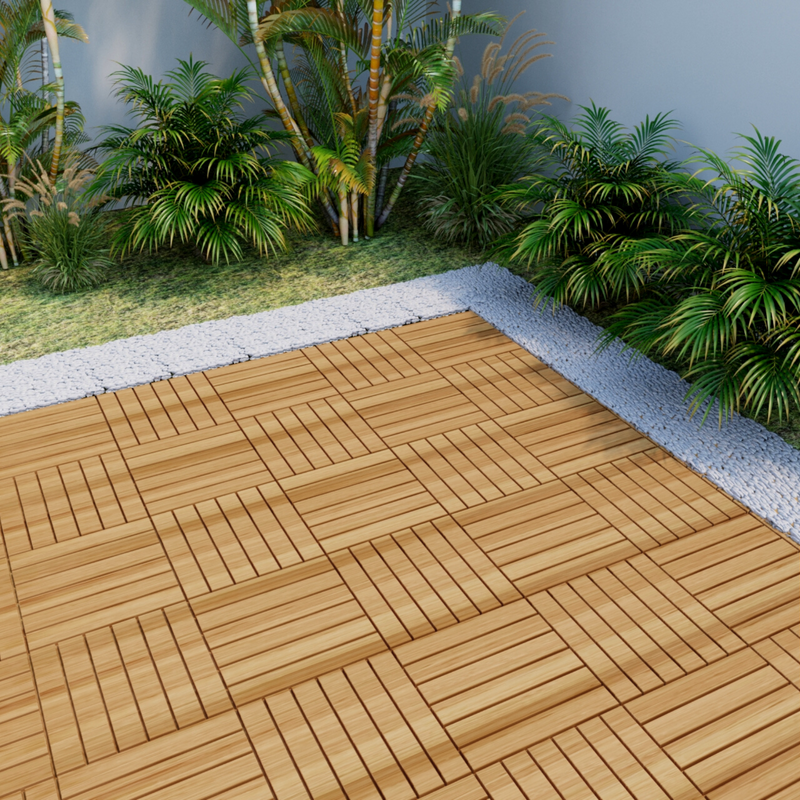 30 PCS Interlocking Deck Tiles, 12"x12" Waterproof Solid Acacia Wood Patio Tiles, Flooring Tiles Outdoor All Weather