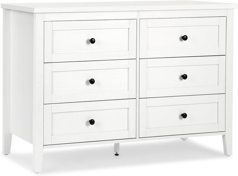OHWILL Traditional White Dresser 6 Drawers Dresser Storage Cabinet