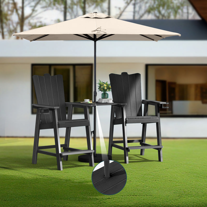 Tall Balcony Chair 2-Piece Set with Removable Connecting,  Outdoor Adirondack Chairs with Cup Holder and Umbrella Hole