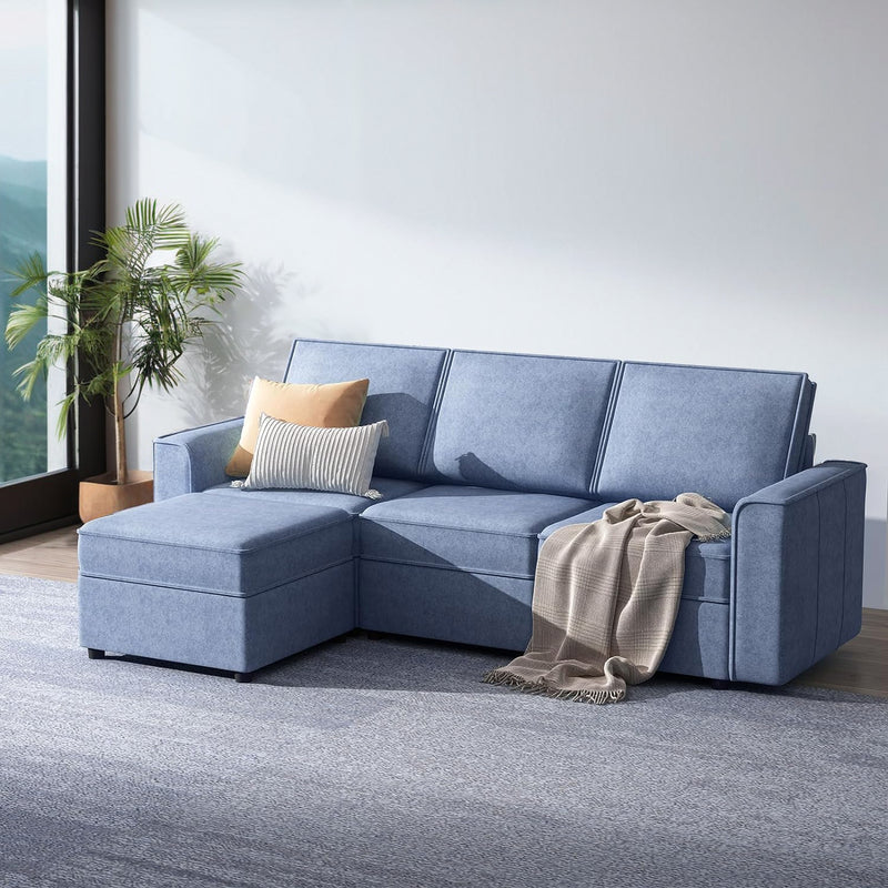 Velvet Convertible Sectional Sofa 4 Seat Sofa Couch L Shaped with Storage, Chaise