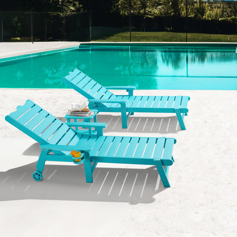 Outdoor Lounge Chair with 5-level Adjustable Backrest, Patio Lounge Chair with Cup Holder