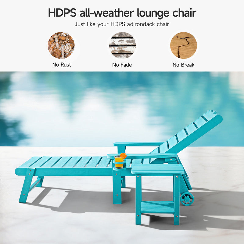 Outdoor Lounge Chair with 5-level Adjustable Backrest, Patio Lounge Chair with Cup Holder