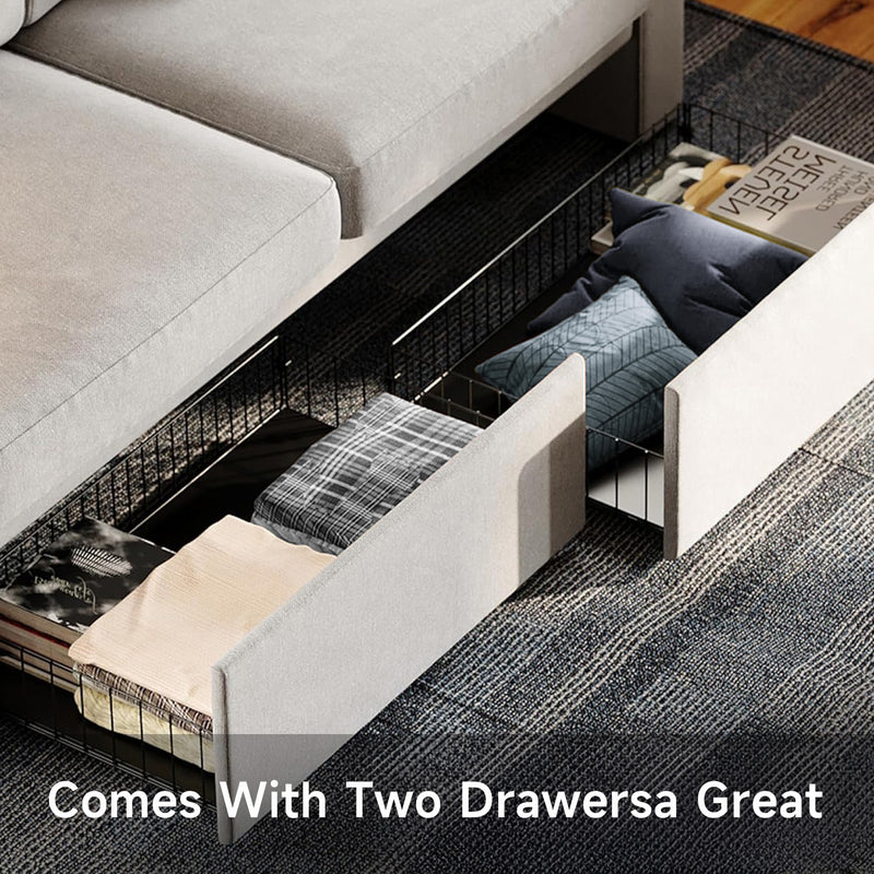 Loveseat Sofa with Drawer, Charging Port, Track Armrest