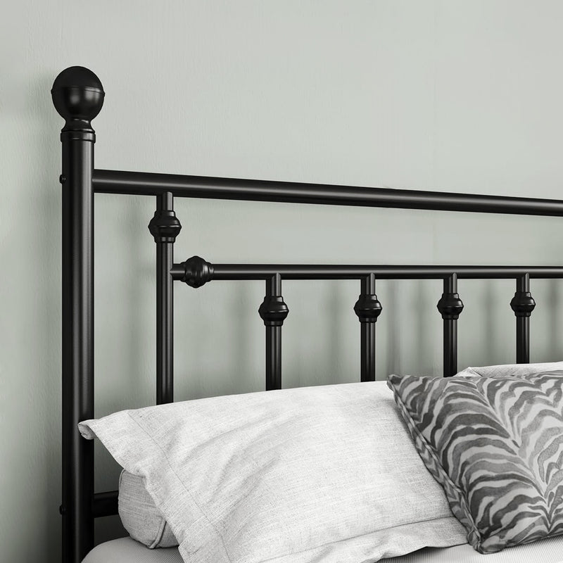 Metal Platform Bed Frame with Victorian Headboard and Footboard,Noise-Free,No Box Spring Required