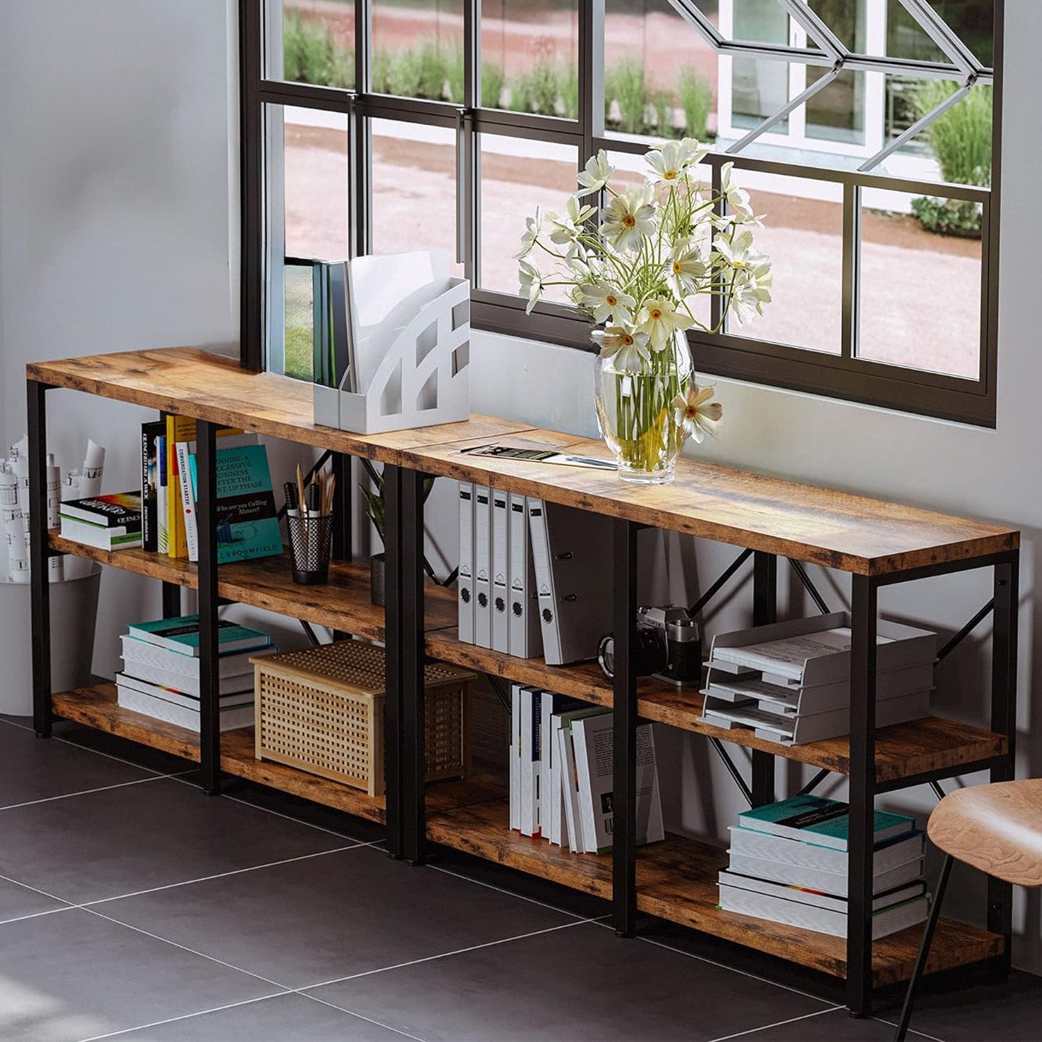 Entryway Console Table with 3 Tier Storage Racks, 47 Inch Storage Shel ...